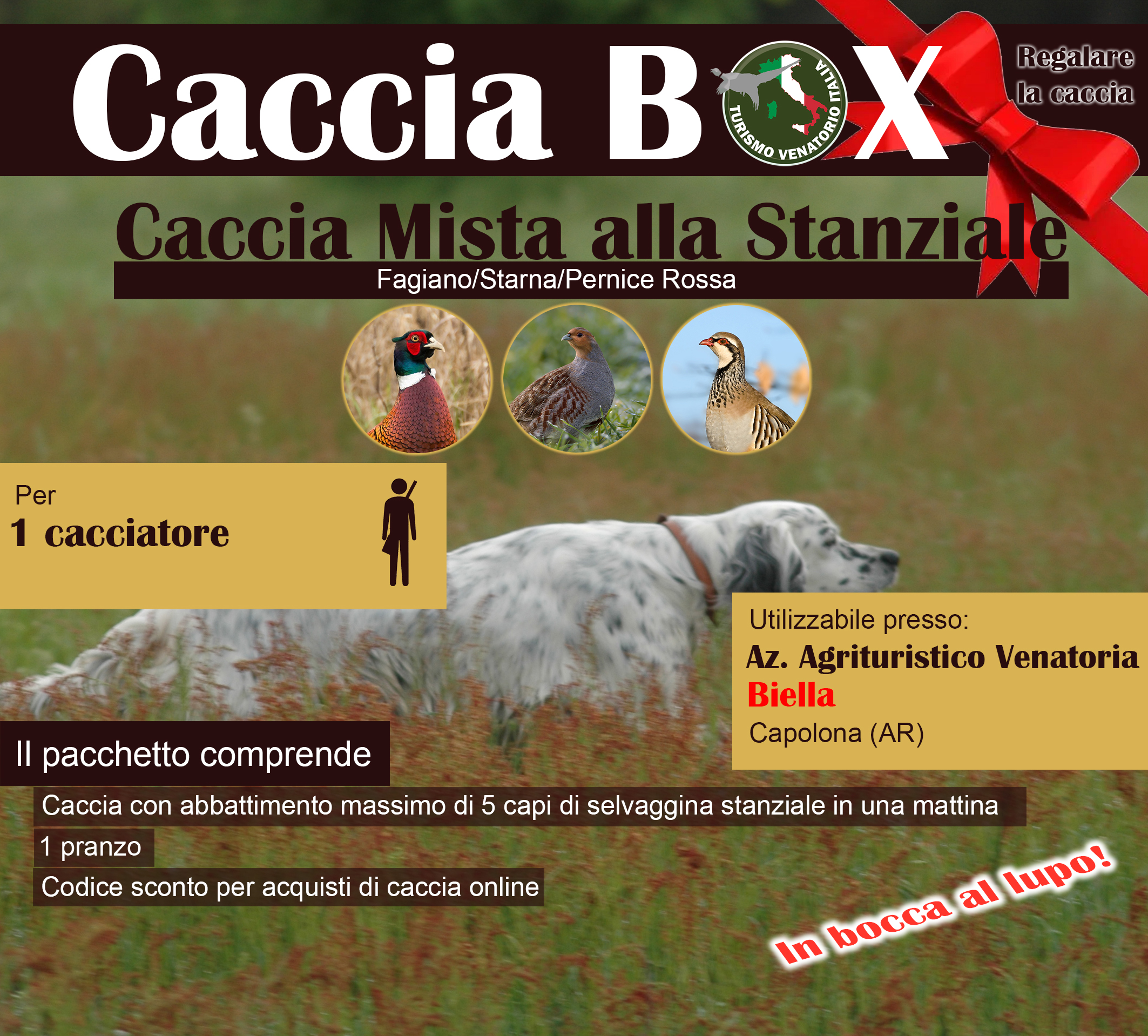 regala la caccia in Italia Alessandria Piemonte fagiano starna pernice rossa