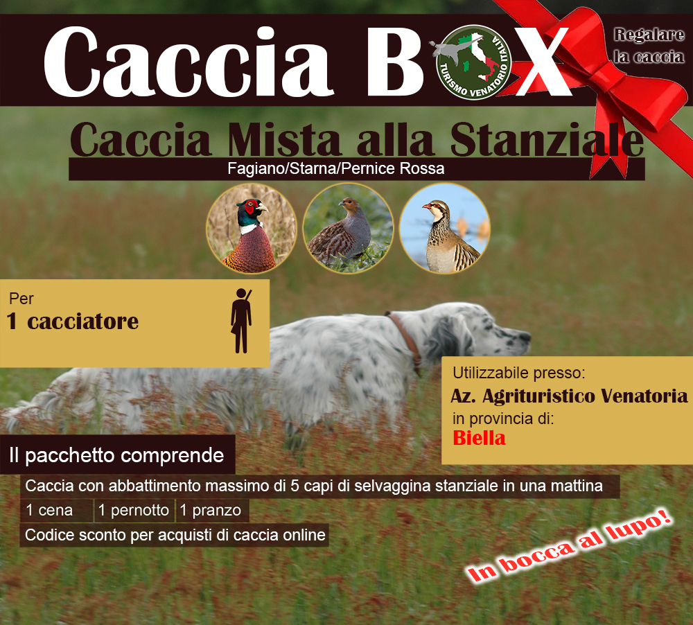 regala la caccia in Italia Biella Piemonte fagiano starna pernice rossa