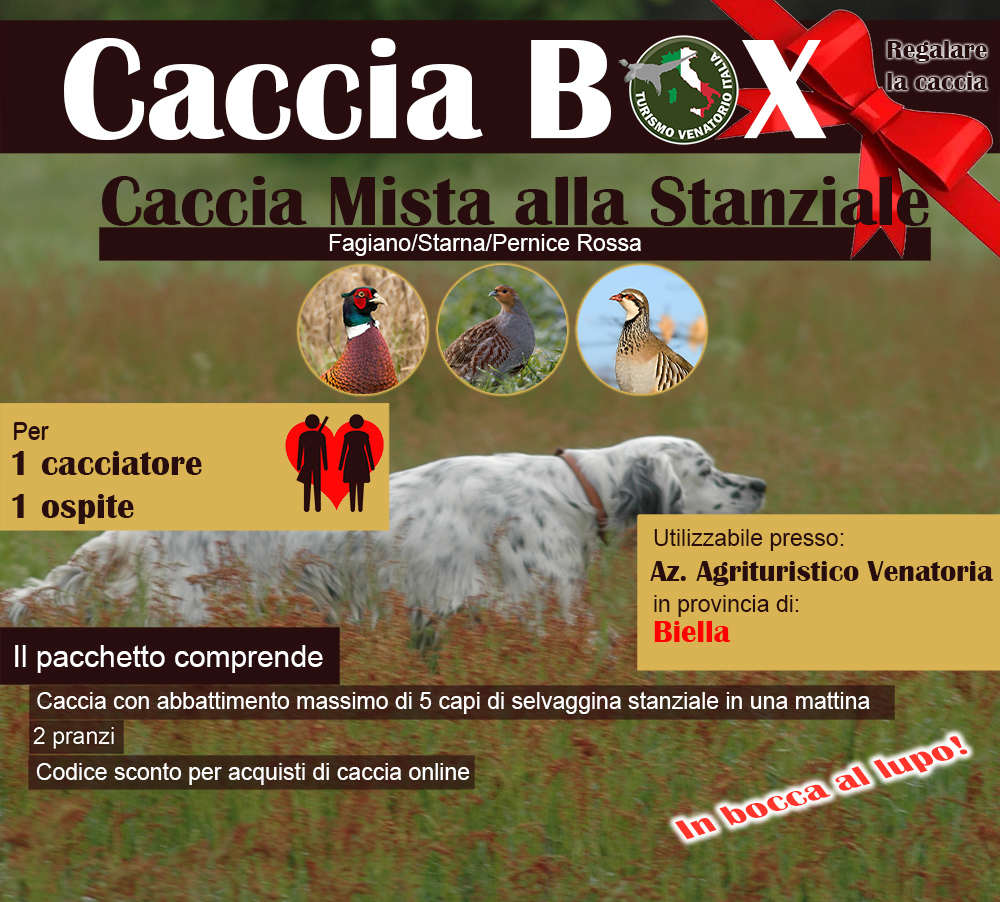 regala la caccia in Italia Biella Piemonte fagiano starna pernice rossa