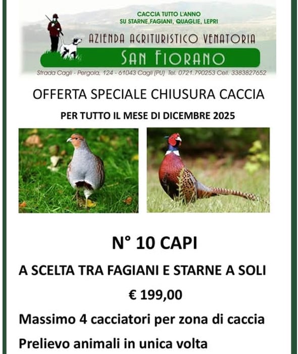 riserva di caccia san fiorano di cagli caccia fagiano e starna